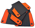 Custom Leather Floor Mats For Lamborghini Urus With Orange Nappa Leather - AutoWin