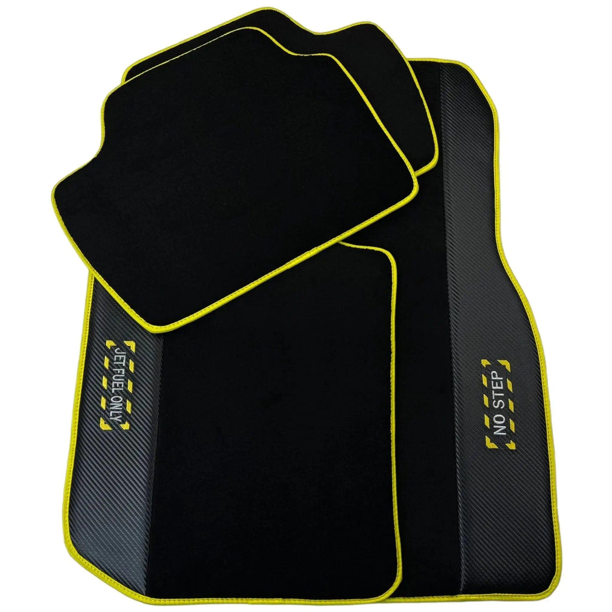 Black Mats For BMW 7 Series E32 | Fighter Jet Edition | Yellow Trim - AutoWin