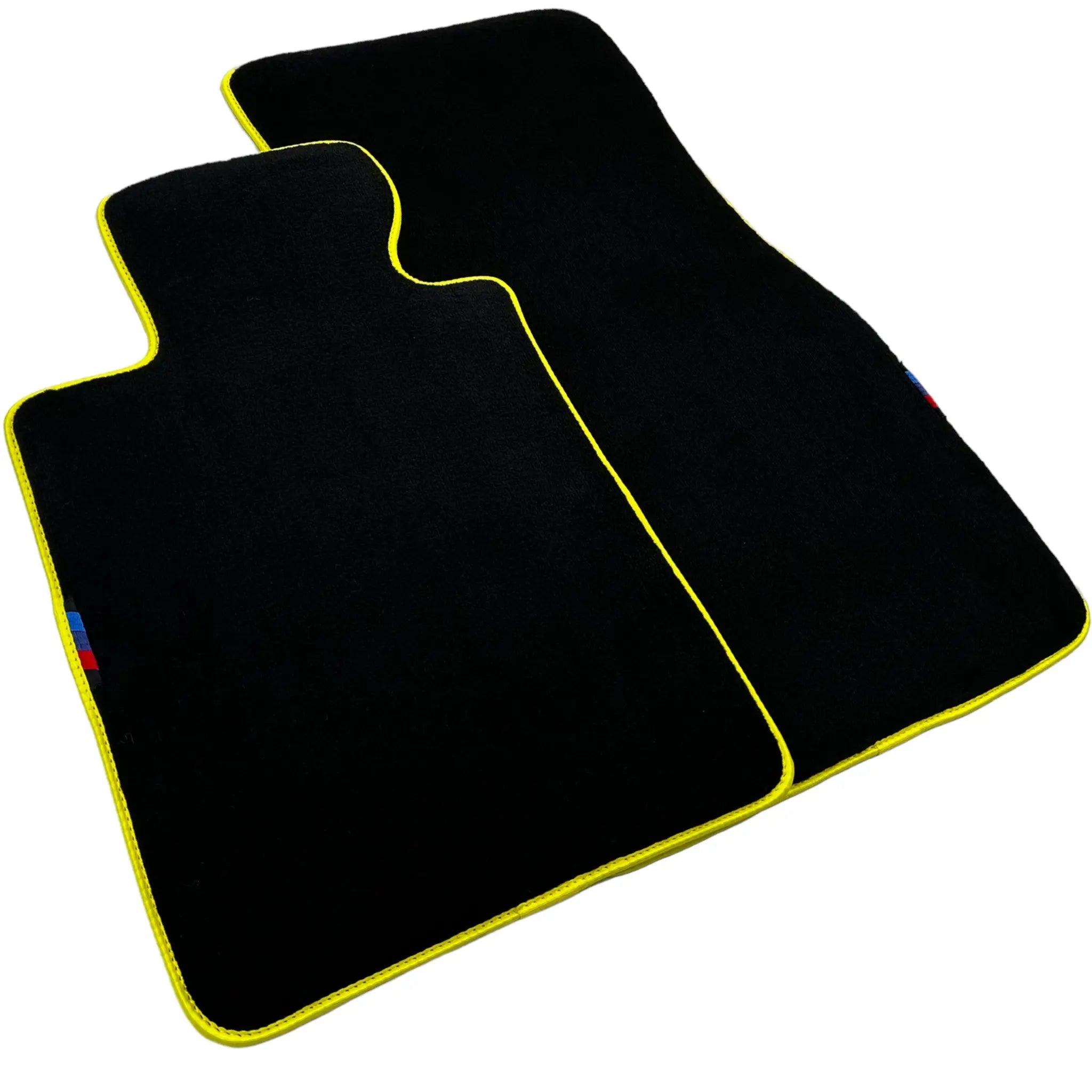 Black Mats For BMW 7 Series E38 Long | Yellow Trim - AutoWin