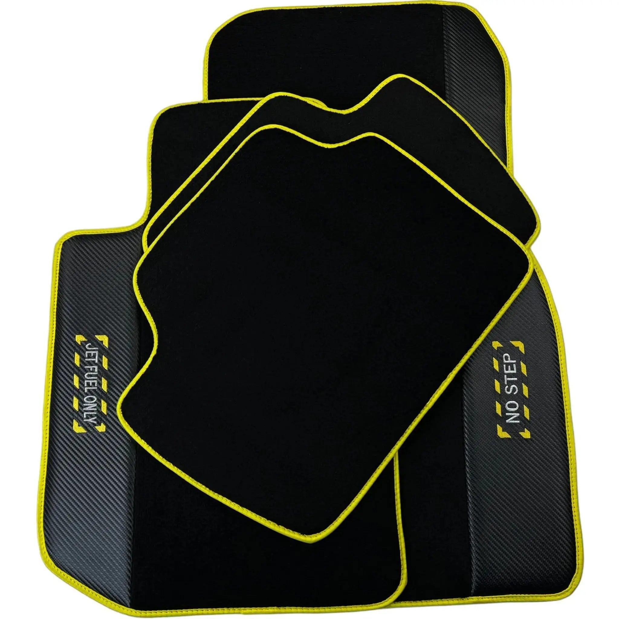 Black Mats For BMW M6 E64 Convertible | Fighter Jet Edition | Yellow Trim - AutoWin