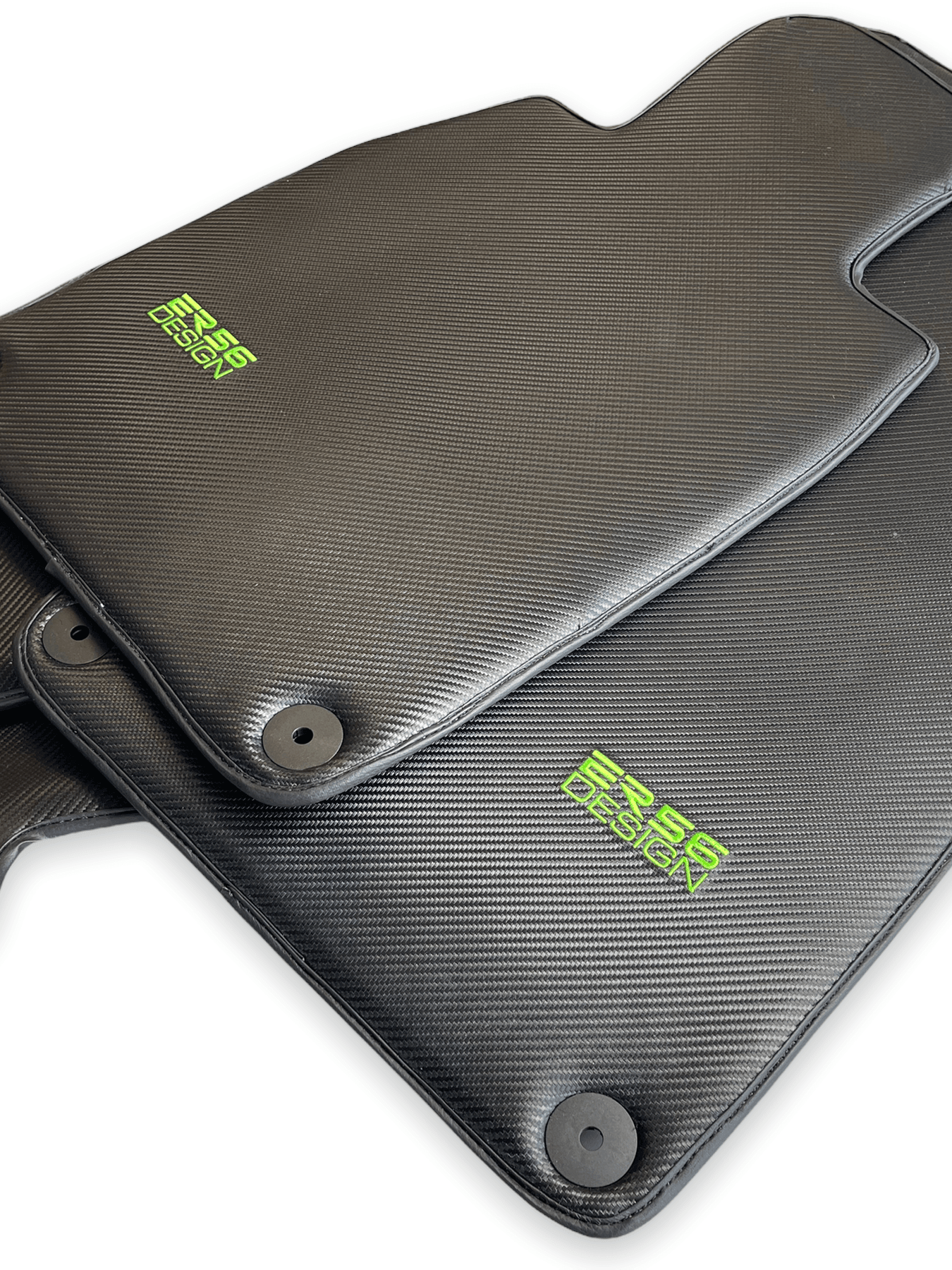 Carbon Fiber Floor Mats for Porsche Taycan (2019-2023) Green Sewing - AutoWin