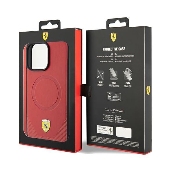 Ferrari Carbon Metal Logo MagSafe Hardcase for iPhone 15 Pro Max 6.7"