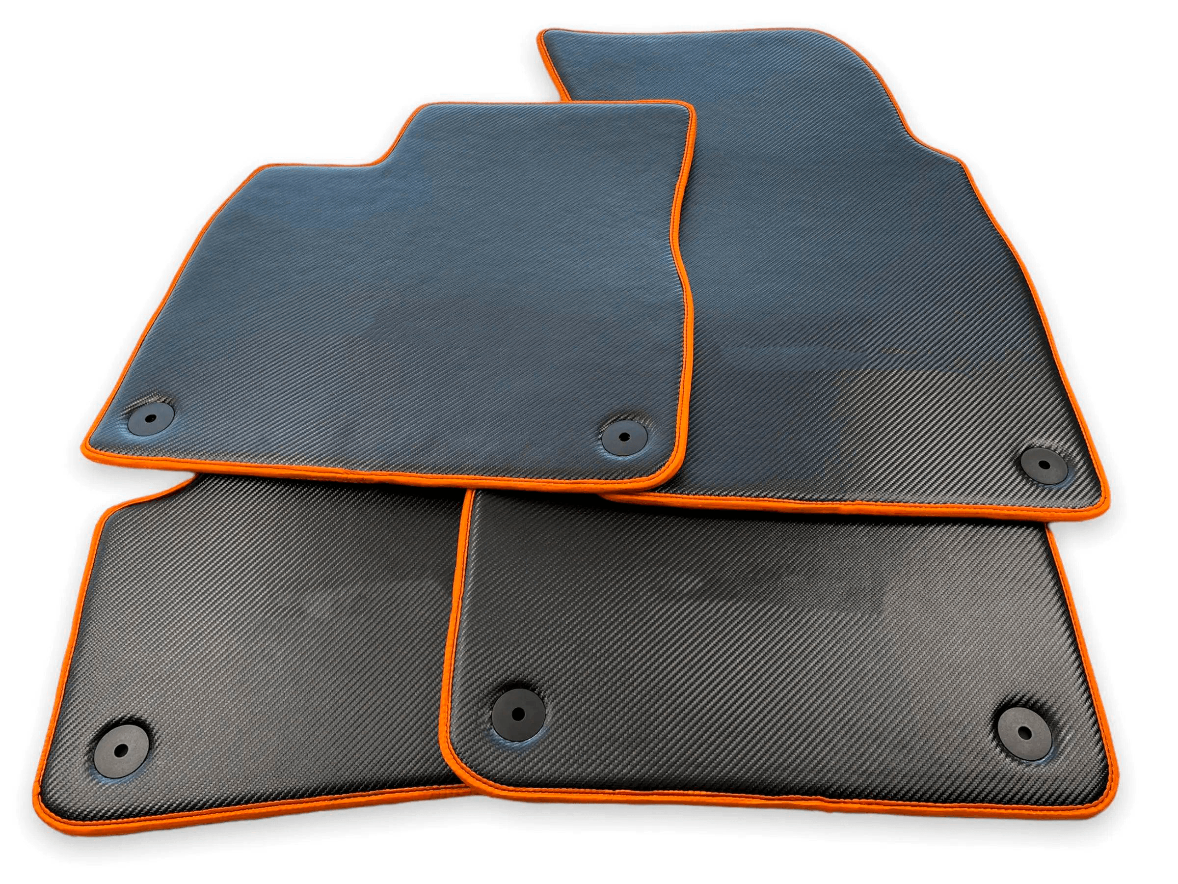 Customizable Floor Mats For Lamborghini Urus Carbon Leather Tailored Orange Trim - AutoWin