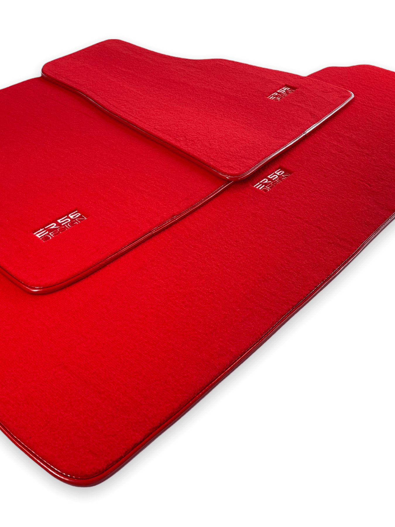 Floor Mats For Tesla Model X (5 Seats) Red Tailored Carpets ER56 Design - AutoWin