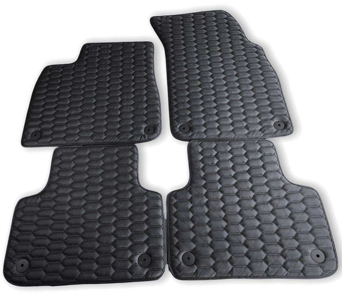 Custom Black Stitched Leather Floor Mats for Audi Q5 8R Hybrid (2008-2017) 