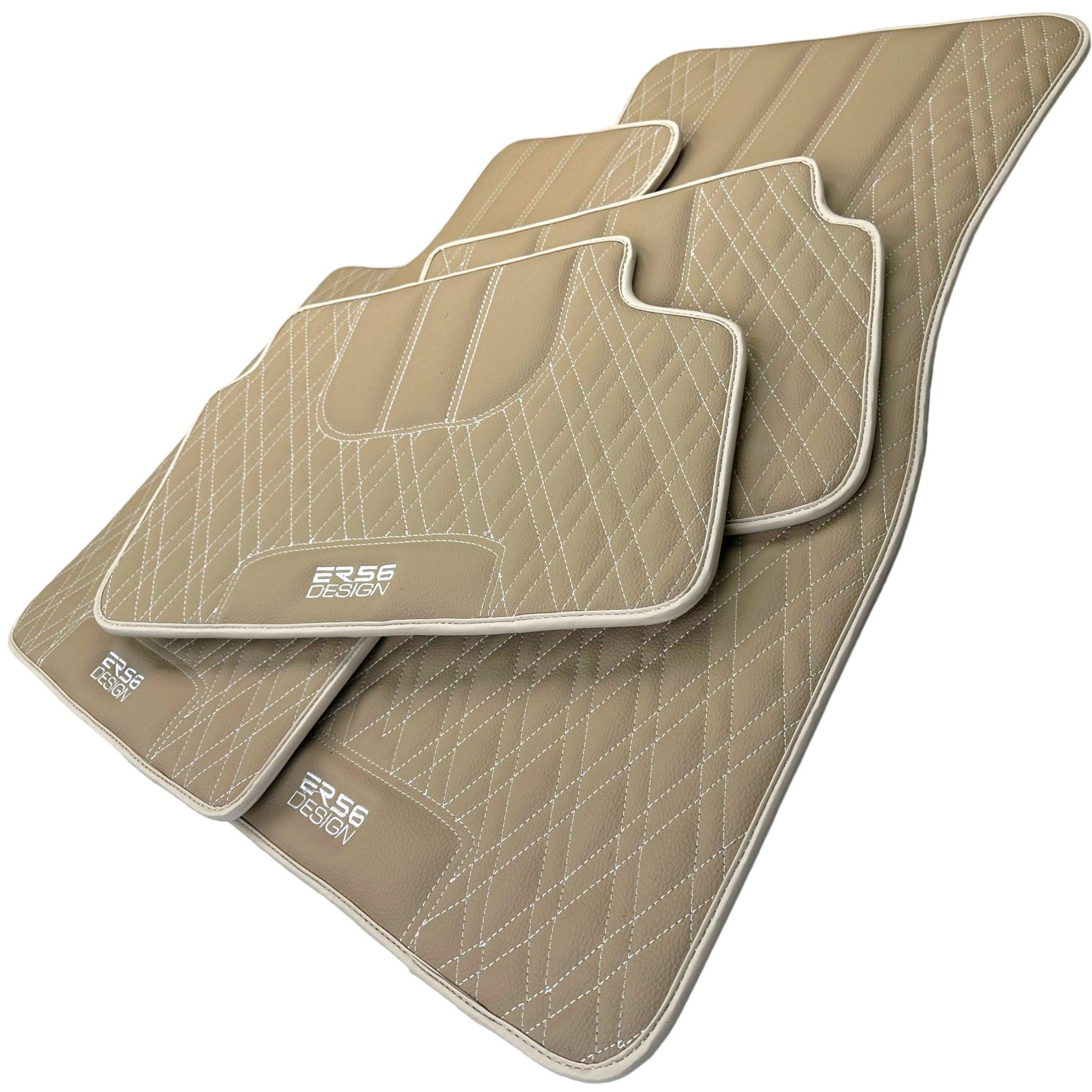 Beige Leather Floor Floor Mats For BMW X6 Series E71