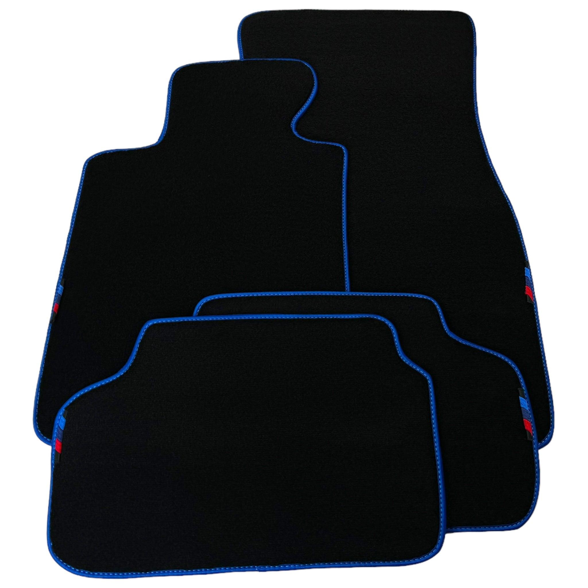 Black Floor Floor Mats For BMW 6 Series G32 GT Gran Turismo | Fighter Jet Edition AutoWin Brand |Blue Trim