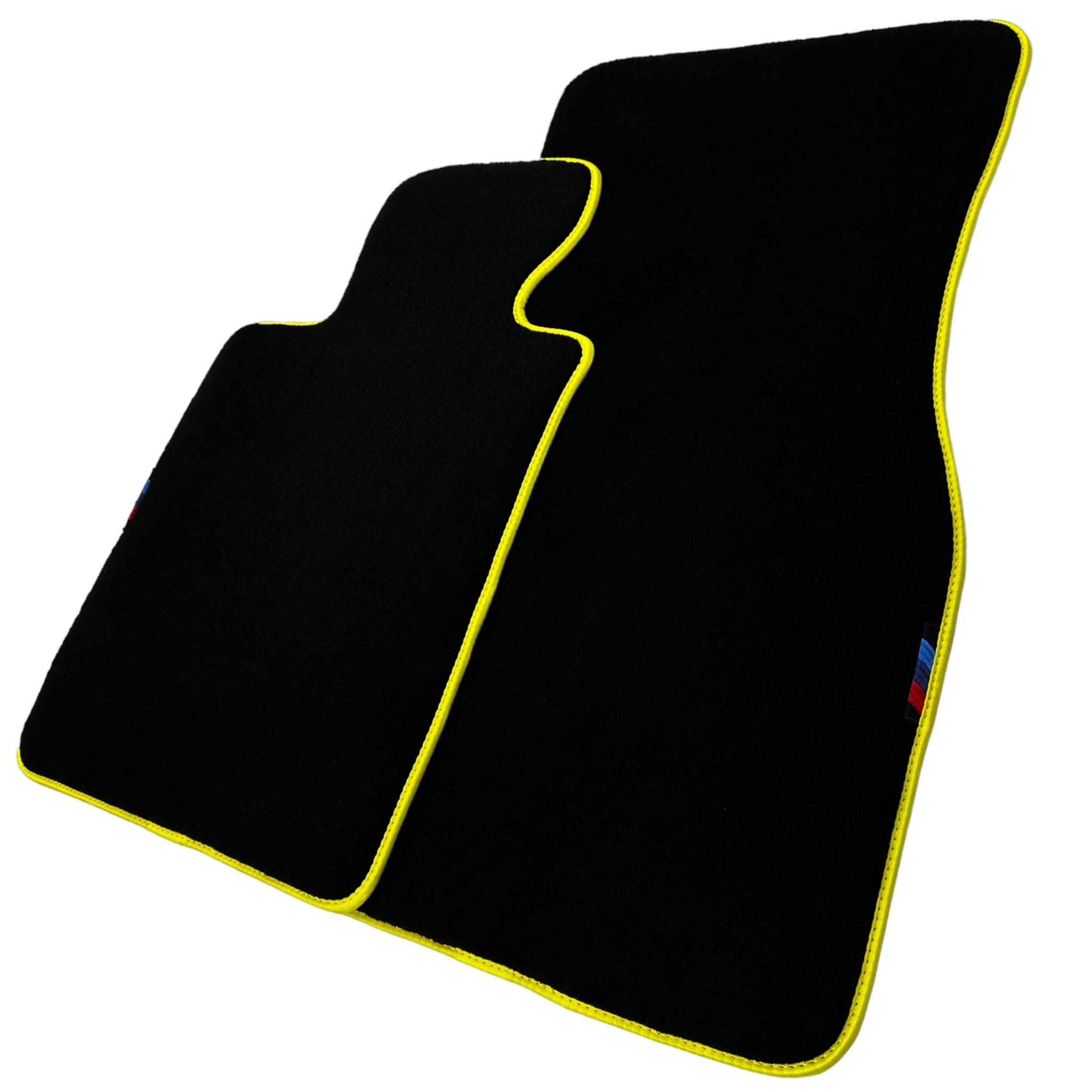 Black Floor Floor Mats For BMW X4M Series F98 | Fighter Jet Edition | Yellow Trim