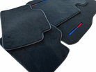 Black Floor Mats For BMW X6M E71 SUV With 3 Color Stripes Tailored Set Perfect Fit - AutoWin