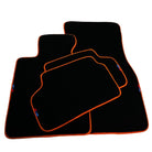Black Floor Mats For BMW 7 Series E32 | Orange Trim