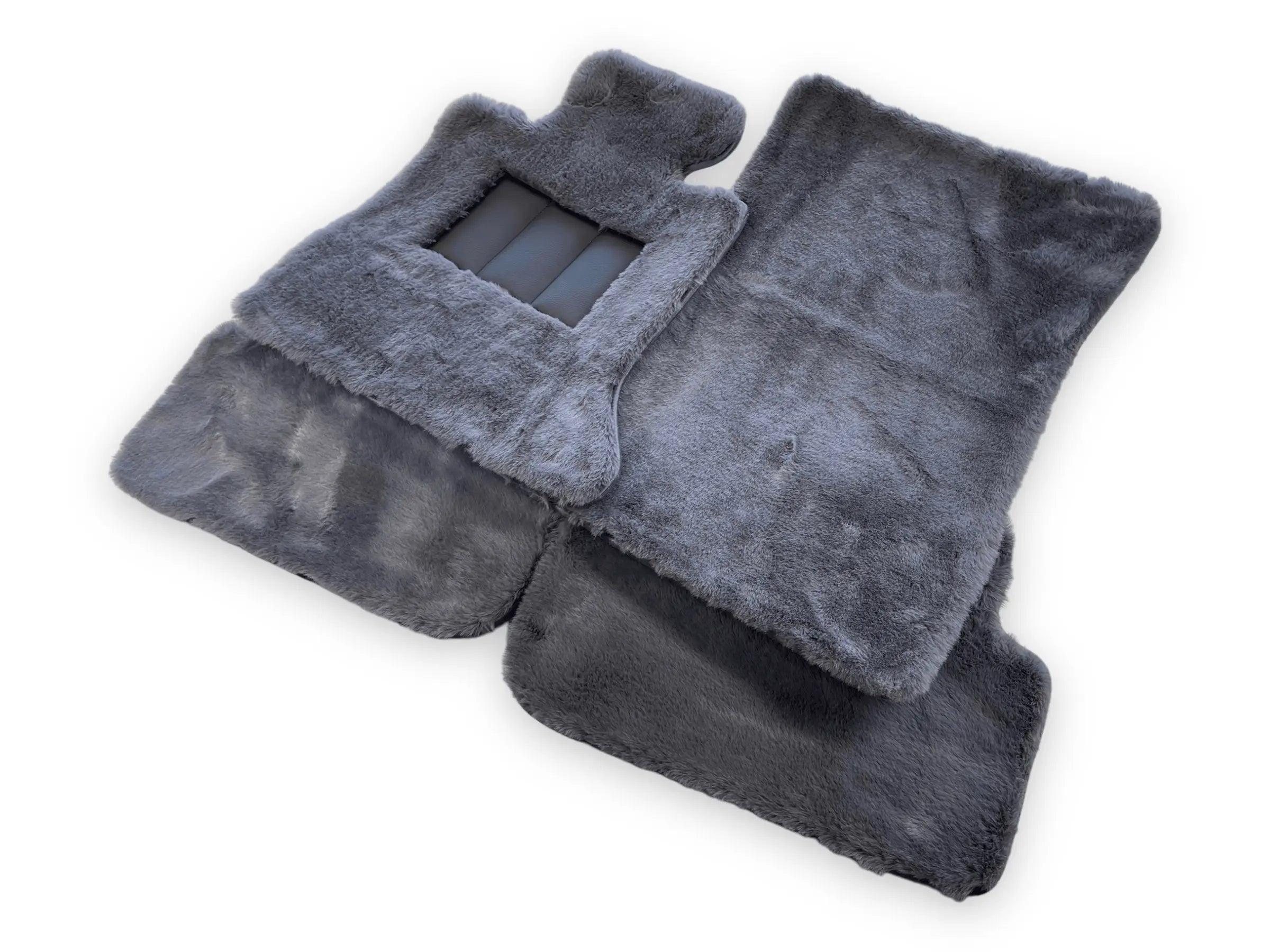 Dark Gray Sheepskin Floor Mats For Bentley Flying Spur (2013-2019) Er56 Design Brand - AutoWin