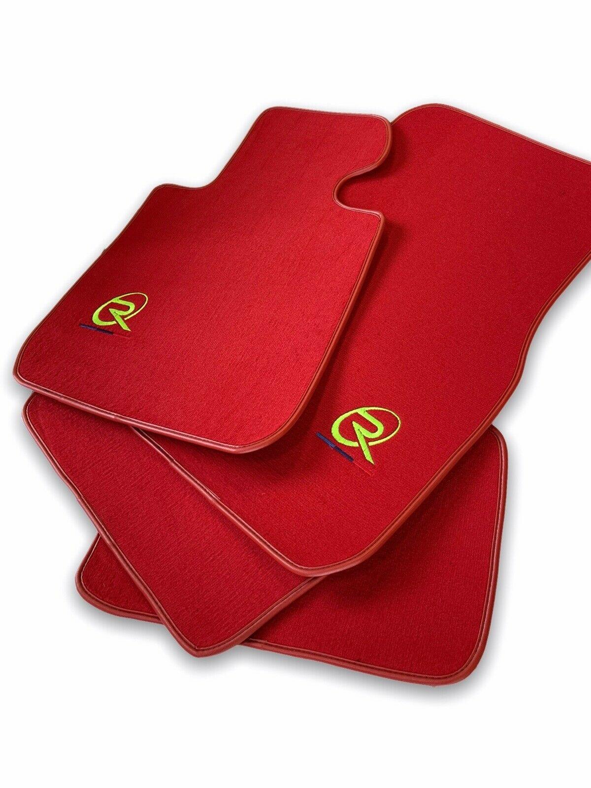 Red Floor Mats For BMW 1 Series F40 ROVBUT Brand Tailored Set Perfect Fit Green SNIP Collection - AutoWin